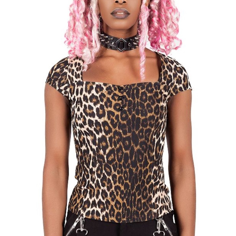 Killstar leopard print sweetheart shirt